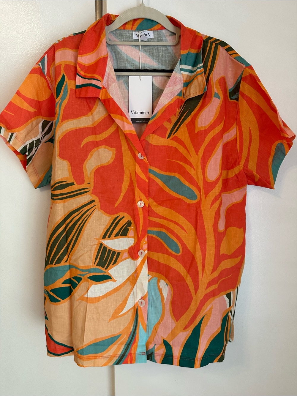 Vitamin A Coral & Orange Printed Resort Shirt